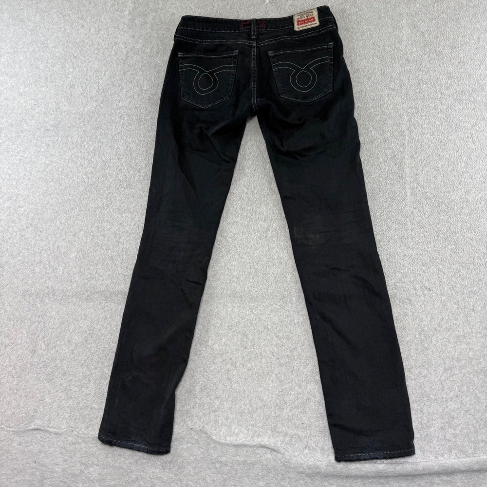 Big Star Rivet Slim Straight Jeans Womens 28R Black Low Rise Made in USA